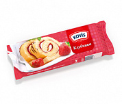 Рулет бисквитный "KOVIS" с кремом и фр.-яг.нач.клубника 0,250гр ПОШТУЧНО! (12 шт  в корб.)